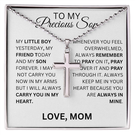 To Son | Love Mom | Stainless Steel Cross